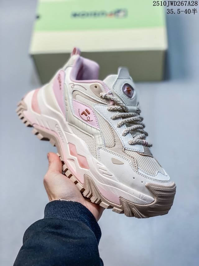 Fila Fusion斐乐潮牌 Bianco Dx So硬糖鞋 南方版 潮流运动厚底 增高 低帮 生活休闲鞋 女款 黑紫 10Jwd267A27