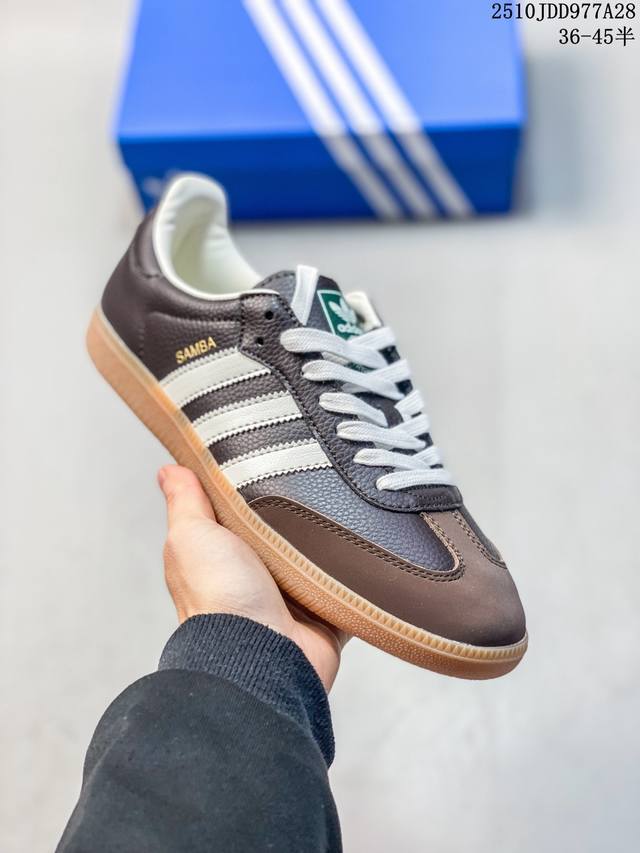 公司级Adidas Originals Samba 桑巴舞系列阿迪达斯 三叶草 绅士德训足球风百搭低帮休闲运动板鞋 货号:Ld0478 尺码:36 36.5 3