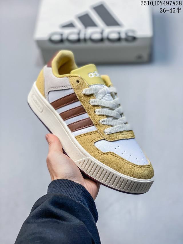 Adidas 小锯齿 D-Pad Classic休闲美高风篮球板鞋男女阿迪达斯 D-Pad 运动休闲鞋 柔软合成革面料易打理，舒适质感简约潮搭，美观有型。圆弧舒