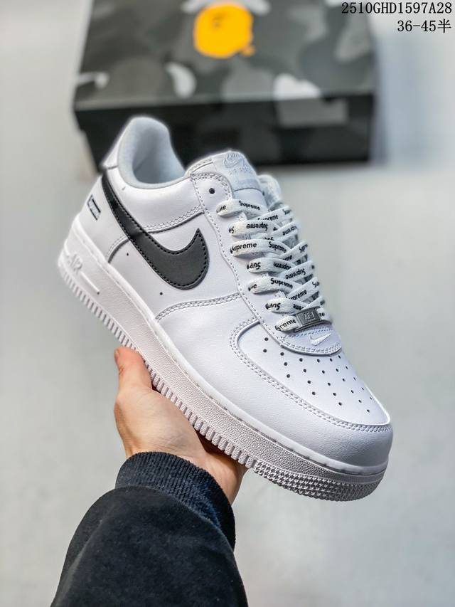 Nike Air Force 1 Low Supreme联名 空军一号低帮运动休闲板鞋 原楦头原纸板 打造纯正空军版型 专注外贸渠道 全掌内置蜂窝气垫 原盒配件