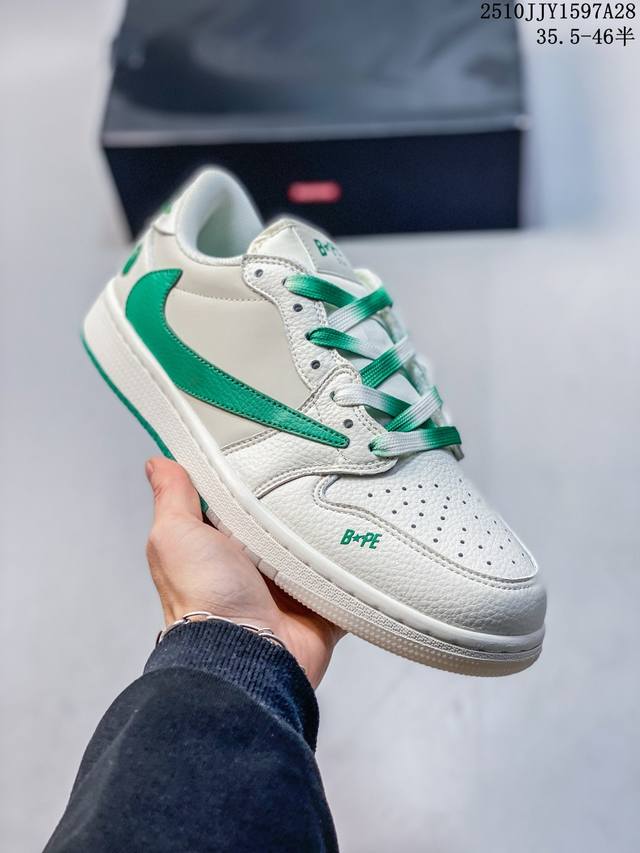 Travis Scott X Fragment Design X Jordan Air Jordan 1 Low Og Sp Bape联名 “白绿” 多方联名合