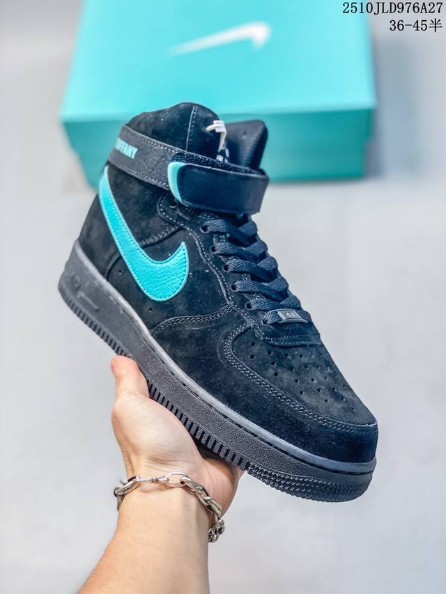 公司级Nike X Tiffany & Air Force 1 1837 蒂芙尼联名 耐克 空军一号 潮流复古 高帮板鞋 是一次传奇跨界合作 将蒂芙尼悠久历史与