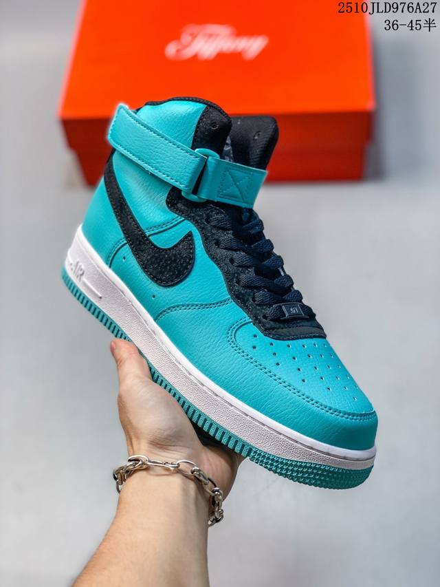 公司级Nike X Tiffany & Air Force 1 1837 蒂芙尼联名 耐克 空军一号 潮流复古 高帮板鞋 是一次传奇跨界合作 将蒂芙尼悠久历史与