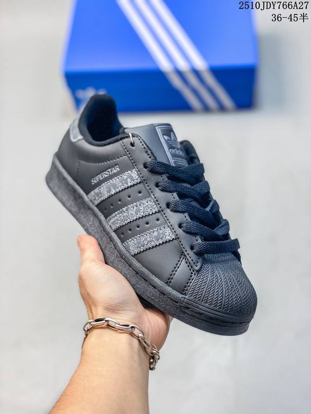 Neighborhood X Adidas Originals Superstar 联名贝壳头 时尚复古 耐磨轻便 低帮 板鞋，复古三叶草防滑透明橡胶板鞋经典运