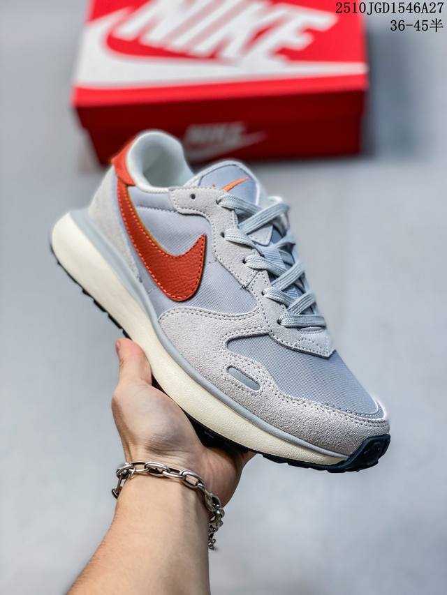 公司级Nike Phoenix Waffle Leather 耐克 舒适防滑耐磨 低帮休闲跑步鞋 原鞋开发 完美鞋型 原楦原数据开发纸版楦型 同源织法半透网纱材