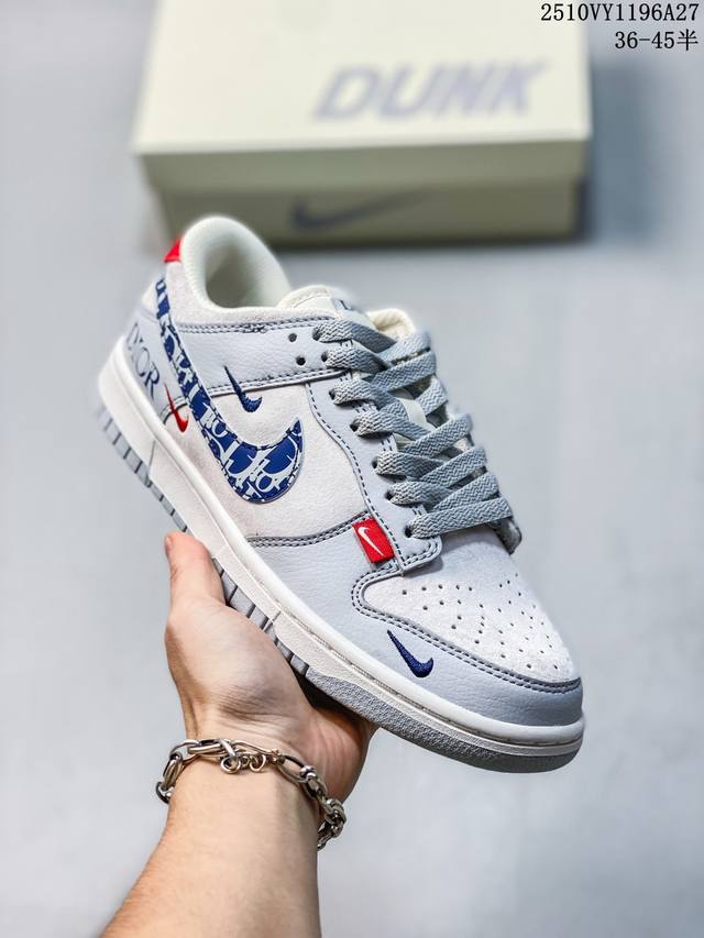 海外爆款限量发售！公司级 Nike Sb Dunk Low“Supreme联名 拼色白勾勾” 周年高端定制 低帮休闲板鞋 定制鞋盒 大厂纯原品质出货 超高清洁度