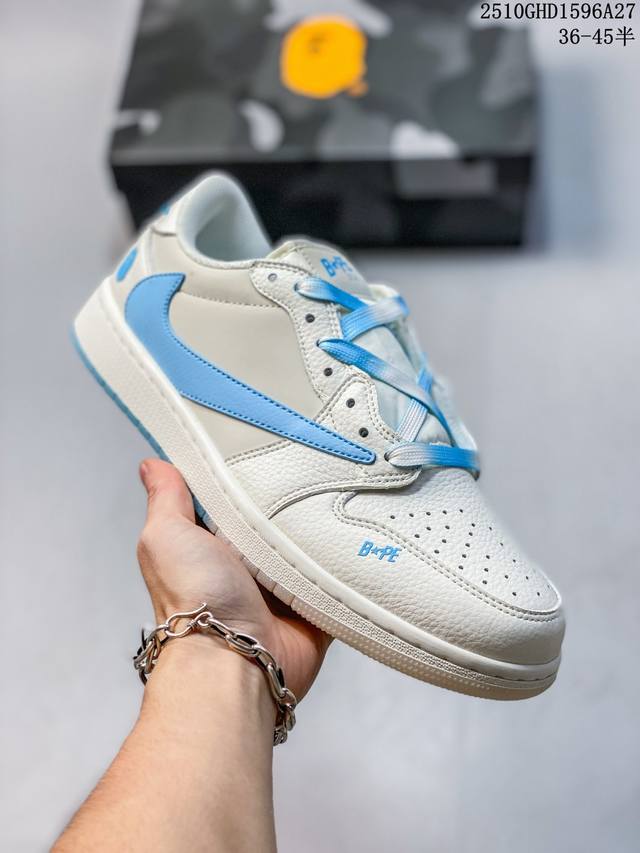 Travis Scott X Fragment Design X Jordan Air Jordan 1 Low Og Sp Bape联名 “白棕” 多方联名合