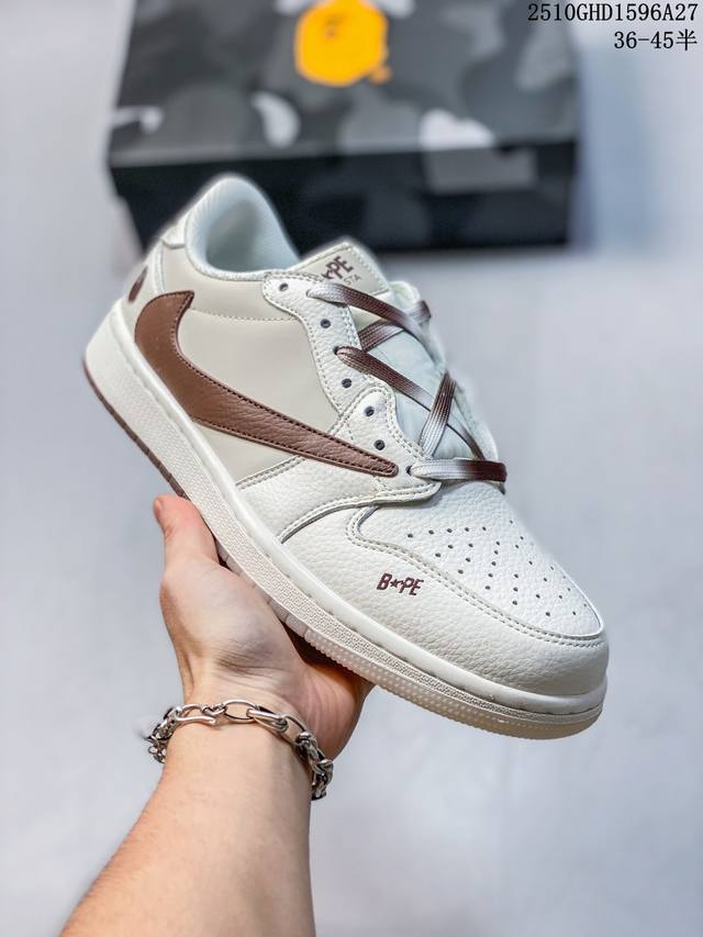 Travis Scott X Fragment Design X Jordan Air Jordan 1 Low Og Sp Bape联名 “白棕” 多方联名合