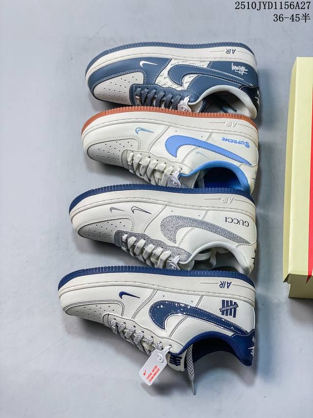 海外限量发售！公司级Nike Air Force 1 '07 Low “Un联名 深蓝泼墨勾”空军一号 低帮 运动鞋 休闲鞋 折边针车 工艺难度大 原楦头原纸板
