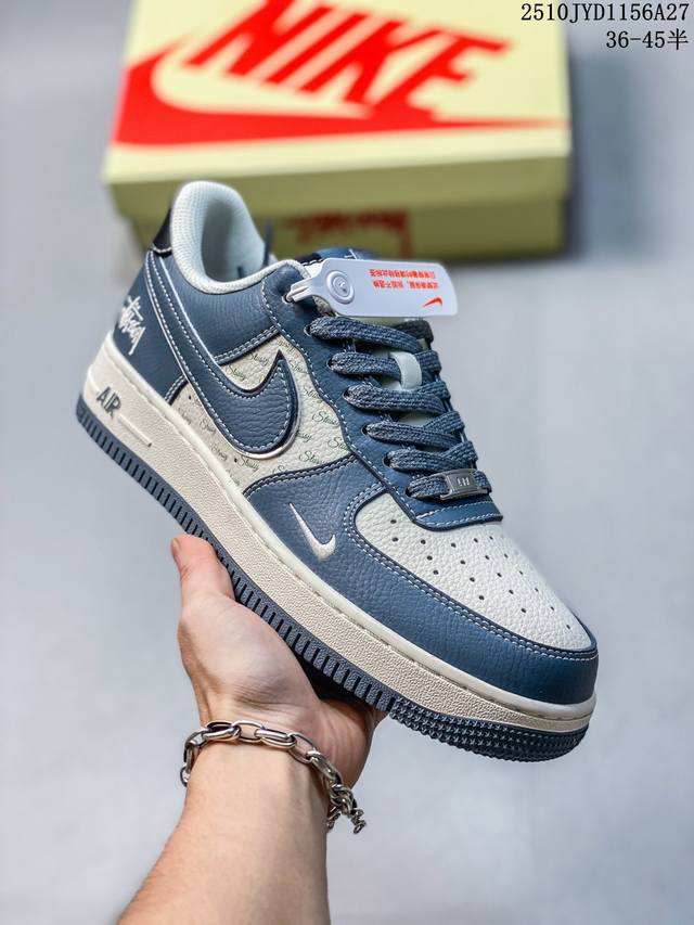 海外限量发售！公司级Nike Air Force 1 '07 Low “Un联名 深蓝泼墨勾”空军一号 低帮 运动鞋 休闲鞋 折边针车 工艺难度大 原楦头原纸板