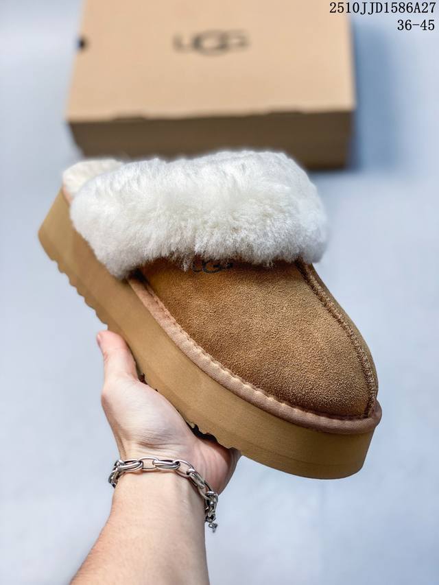 公司级 Ugg雪地靴 中帮筒靴 时尚舒适男女鞋厚底增高长筒靴 俏皮可爱的百变造型， 美国轻奢品牌Ugg 平底系列冬季 雪地休闲保暖毛毛雪地靴。官方同步包装 检验