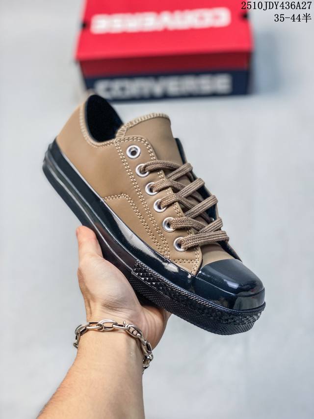 偏大偏大偏大 Toya Horiuchi X Converse All Star Squaretoe Ox 方头 皮质黑色 匡威新款 日本限定 低帮休闲板鞋 来