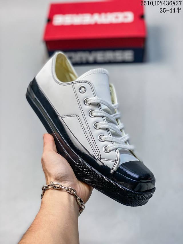 偏大偏大偏大 Toya Horiuchi X Converse All Star Squaretoe Ox 方头 皮质黑色 匡威新款 日本限定 低帮休闲板鞋 来