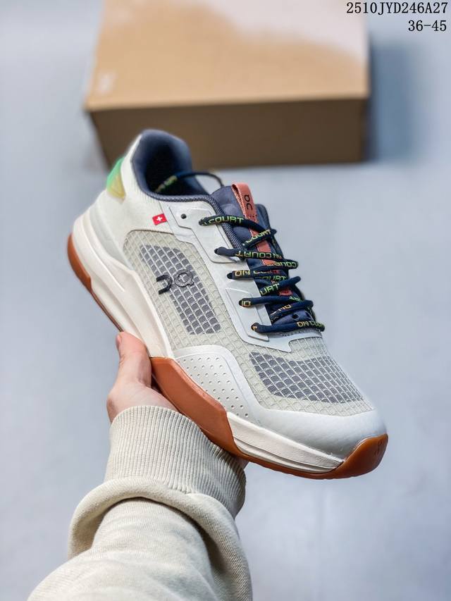 On昂跑 The Roger Adv 舒适时尚 防滑耐磨 低帮 网球鞋 男女款 白灰棕 10Jyd246A27