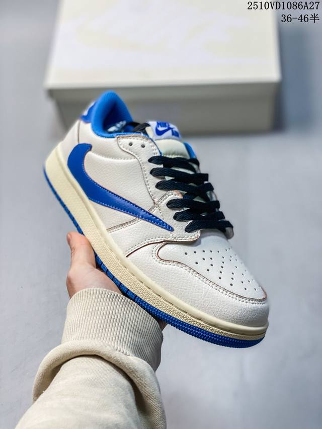 长期福利供应款 头层拼接 全码齐 长期补货 Air Jordan 1 Low Og Black And Dark Powder Blue 低帮 Aj1 乔丹1代