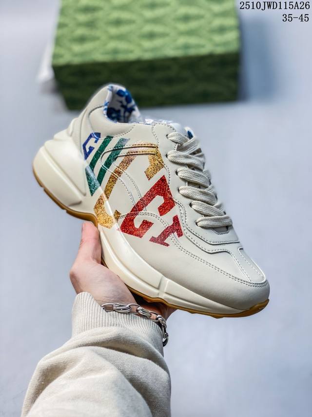 公司级 Cor Gucci 古驰 复古字母 红绿腰带草莓红唇25老爹鞋 运动鞋 尺码：如图 编码：10Jwd115A26