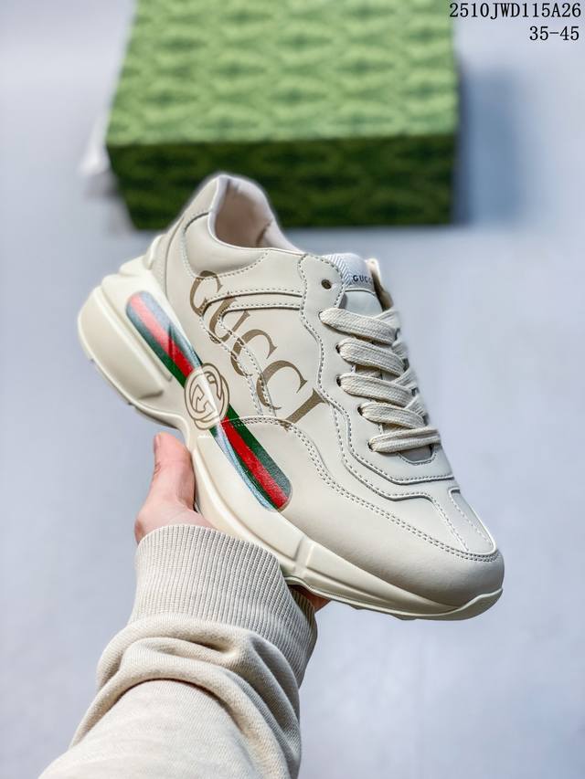 公司级 Cor Gucci 古驰 复古字母 红绿腰带草莓红唇25老爹鞋 运动鞋 尺码：如图 编码：10Jwd115A26