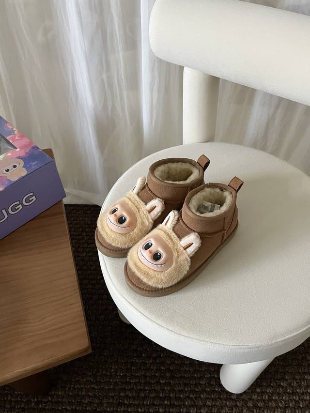 高版本 Ugg 拉布布童鞋款 拉布布脸面+头层牛反绒面+羊毛内里+Eva大底 鞋面还原拉布布脸面，采用搪胶工艺，内里采用美利奴羊毛 尺码:25 27 29 31