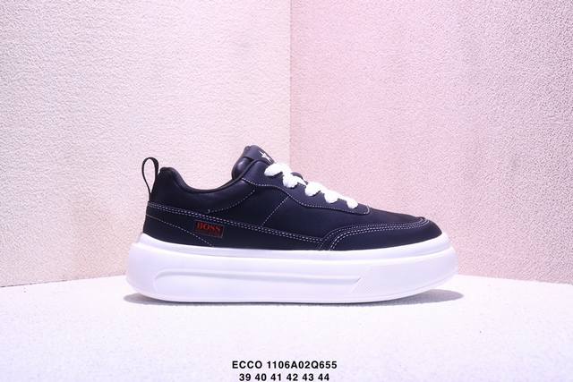 Ecco爱步 广东原版透气 配备原版三件套 防尘纸 高弹大底 全头层牛皮 新款百搭休闲款 纯手工制成 鞋面走线工整 清晰质感 原单品质 拼接运动透气网布 采用E