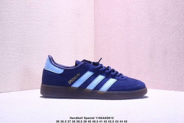公司级Adidas Handball Spezial 阿迪达斯经典款 复古休闲板鞋 全鞋采用反毛皮制作 牛筋耐磨大底 承载青春情怀的板鞋 经典三条杠装饰鞋侧 品
