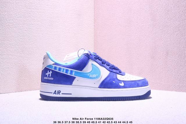 海外限量发售！公司级Nike Air Force 1 '07 Low “Un联名 翻毛蓝”空军一号 低帮 运动鞋 休闲鞋 折边针车 工艺难度大 原楦头原纸板 原