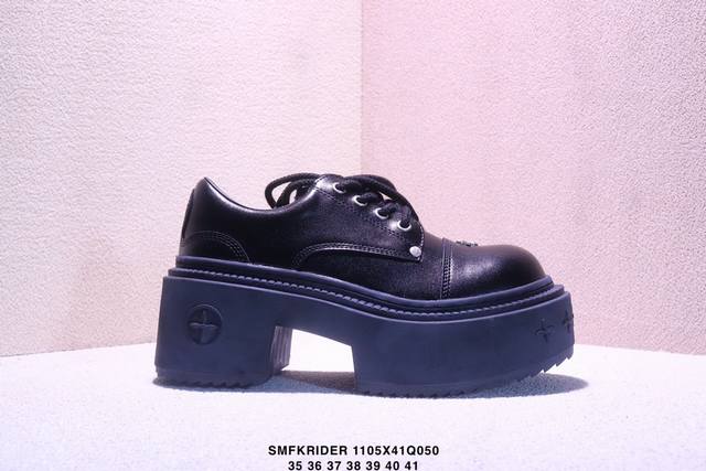 Smfkrider荒野德比鞋 女鞋 S0008B2 B1 Bw1 Wb1 厚底系带单鞋Smfk荒野马靴低帮版本德比鞋拼色百搭增高熊猫鞋女 尺码:36-41 Xm