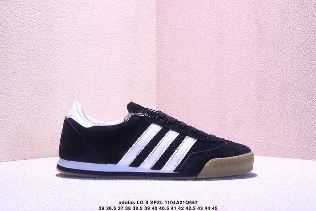 Adidas 阿迪达斯 男女鞋半码制，原楦开发版型，采用猪巴革组合环保太空革鞋面材质，中底嵌入双层Eva缓震切片组合耐磨橡胶底部英国文化偶像Liam Galla