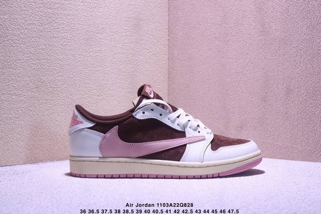 公司级Aj1倒勾Travis Scott X Air Jordan 1 ” Reverse Mocha “ Aj1乔1 Ts 闪电 联名倒钩 低帮文化篮球鞋 完
