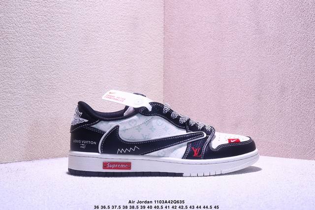 海外爆款限量发售！Nike Jordan Air Jordan 1 “Nike联名 飞人米黑勾” 高端定制 乔丹低帮休闲板鞋 大厂纯原品质出货 纯正版型 定制鞋