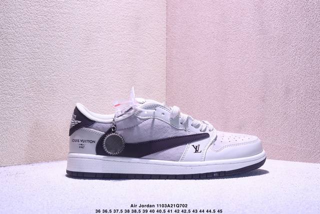 海外爆款限量发售！Nike Jordan Air Jordan 1 “古驰联名 猪八灰棕勾” 高端定制 乔丹低帮休闲板鞋 大厂纯原品质出货 纯正版型 定制鞋盒