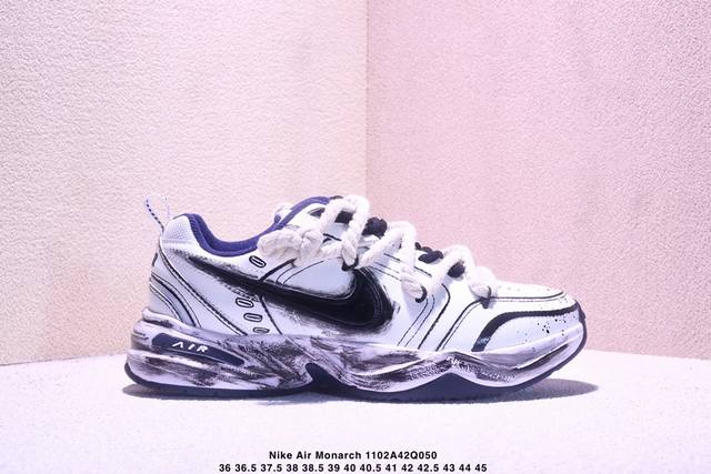 公司级Nike Air Monarch Iv皮革 日常百搭 減震防滑 低帮生活休闲鞋 采用皮革材质打造鞋面，鞋面结实耐穿，日常也非常好打理，整体配色以白色为主调