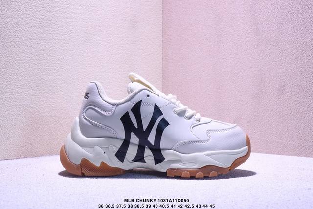 Mlb Chunky Liner 厚底低帮休闲鞋 Ny印花限定 牛皮材质运动鞋 真标带半码 Size:36-45码 Xm1031Q050