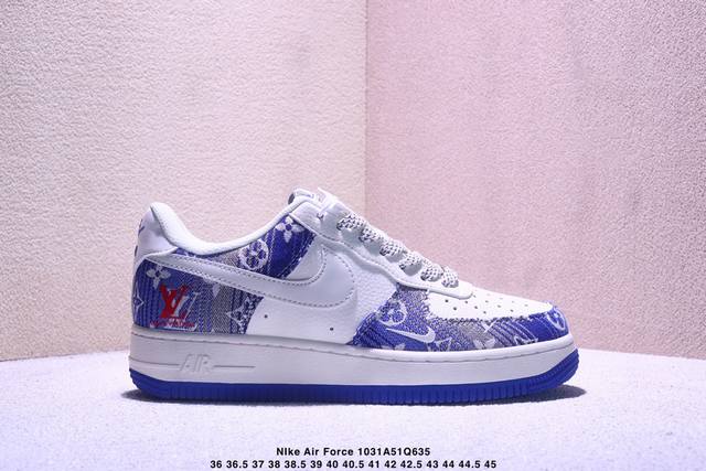 海外限量发售！公司级Nike Air Force 1 '07 Low “迪奥联名 蓝炫彩勾”空军一号 低帮 运动鞋 休闲鞋 折边针车 工艺难度大 原楦头原纸板