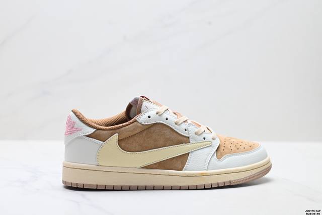 真标Nike Air Jordan 1 X Travis Scott Aj1倒勾 乔一倒钩 耐克 低帮文化篮球鞋 货号:Dm7866-201 尺码:36-46