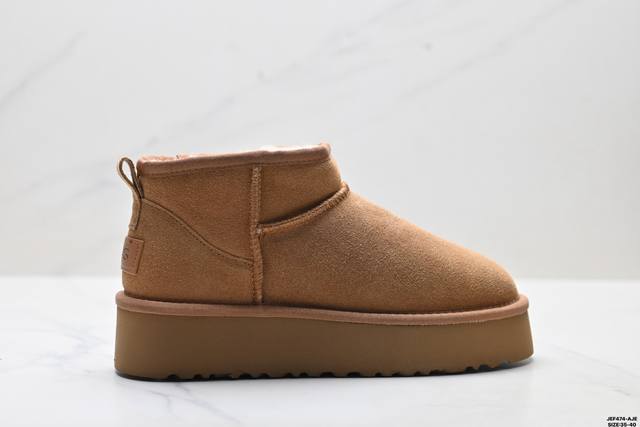 公司级Ugg Classic Clear Mini 麂皮 中筒保暖雪地靴 货号:5092-3 尺码:35-40 Id:Jef474-Aje