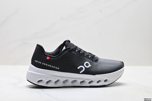 公司级On昂跑 Cloudsurfer Next 舒适百搭 简约 耐磨 低帮跑步鞋 Cloudsurfer Next鞋身外观的设计灵感源于 On 昂跑的专业竞赛