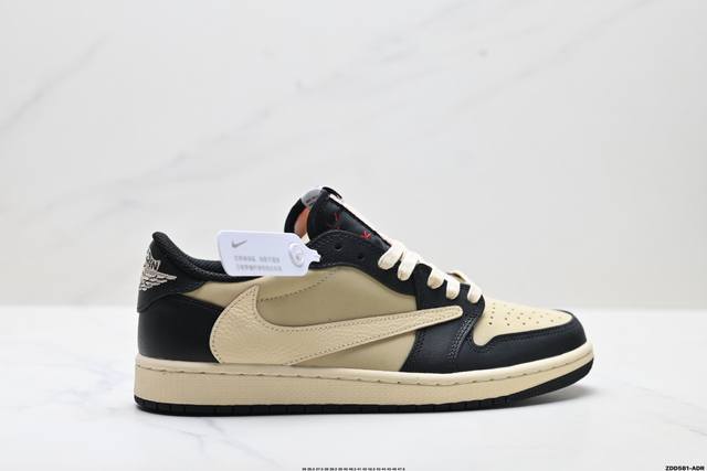 公司级Nike Air Jordan 1 X Travis Scott Aj1倒勾 乔一倒钩 耐克 低帮文化篮球鞋 完美品质出货 细节如图所示 鞋面切割工整 冲