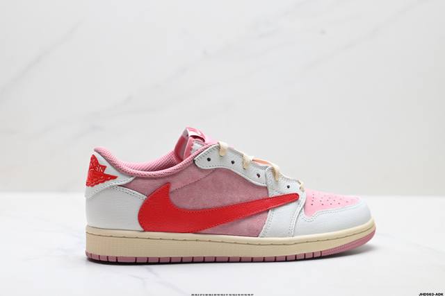 公司级Nike Air Jordan 1 X Travis Scott Aj1倒勾 乔一倒钩 耐克 低帮文化篮球鞋 完美品质出货 细节如图所示 鞋面切割工整 冲