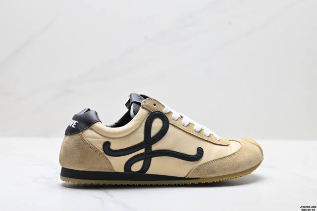 公司级Loewe Ballet Runner 2.0 罗意威 Sneakers系列阿甘复古风德训薄底百搭休闲运动鞋 广东纯原大厂出品 不对称鞋头设计 袜状内部结