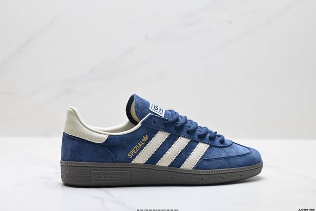 公司级Adidas Handball Spezial 阿迪达斯经典款 复古休闲板鞋 全鞋采用反毛皮制作 牛筋耐磨大底 承载青春情怀的板鞋 经典三条杠装饰鞋侧 品