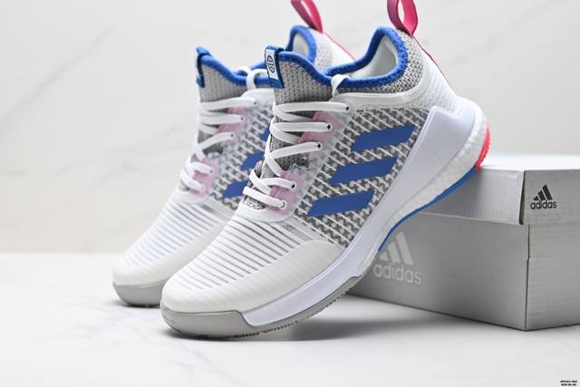 真标Adidas Crazyflight Mid 减震防滑 中帮 阿迪达斯 训练鞋 推出可提升室内球场表现的跳高鞋 中切设计增加脚踝支撑 采用透气网眼鞋面 弹性