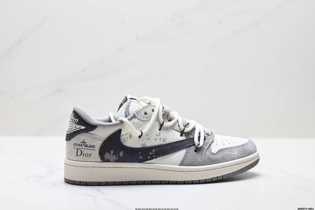 公司级Nike Air Jordan 1 X Travis Scott Aj1倒勾 乔一倒钩 ‘Diy’定制 耐克 低帮文化篮球鞋 完美品质出货 细节如图所示