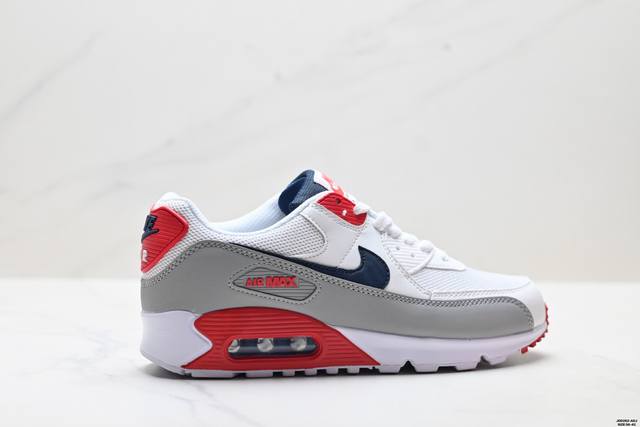真标耐克Nike Air Max 90 经典复古小气垫缓震跑鞋 鞋面由皮和革织物打造，犀利的条线打造出酷劲十的足视觉效果 网布鞋增面强透气性，穿着为极舒适 经可