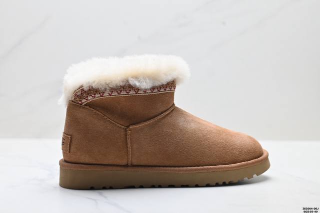 公司级Ugg Classic Ultra Mini Taslyn 轻便舒适 麂皮 中帮保暖雪地靴 鞋面设计 采用优质翻毛皮 易于打理 舒适与时髦一并拿捏 鞋内里