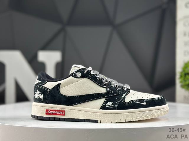 耐克 Aj1倒勾Travis Scott X Air Jordan 1 ” Reverse Mocha “ Aj1乔1 Ts 闪电 联名倒钩 低帮文化篮球鞋 完