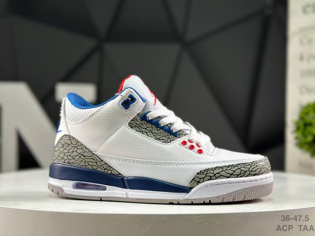 Jordan Air Jordan 3 Retro White Cement Reimagined 此Aj3 鞋面沿袭了元年款的皮革材质；鞋头、后跟和鞋眼处则饰