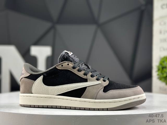 公司级 耐克 Nike Air Jordan 1 X Travis Scott Aj1倒勾 乔一倒钩 耐克 低帮文化篮球鞋 完美品质出货 细节如图所示 鞋面切割
