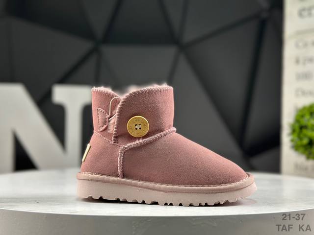 精品童鞋 Ugg Mini Bailey Button Ii 秋冬欧美风经典纽扣短筒平底套筒短靴雪地靴 货号:1016422 尺码：如图所示 Taf Ka