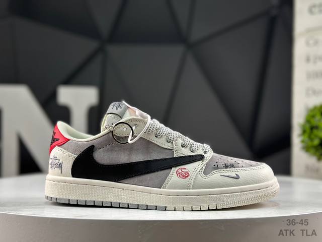 耐克 Aj1倒勾Travis Scott X Air Jordan 1 ” Reverse Mocha “ Aj1乔1 Ts 闪电 联名倒钩 低帮文化篮球鞋 完