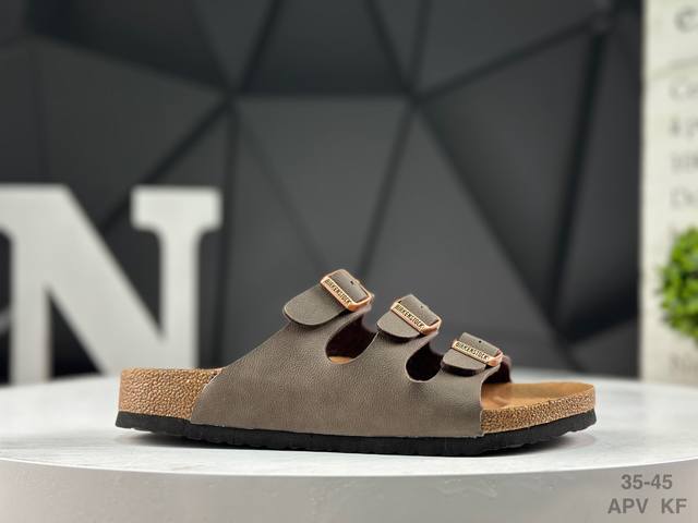 德国百年知名鞋履品牌 博肯Birkenstock 勃肯半拖凉鞋系列 拖鞋 广东原产#采用质地柔软牛皮革 中底搭载缓震软木橡胶 外置Eva轻量片装外底 Size: